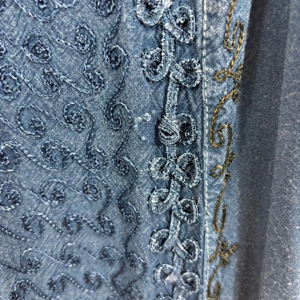 Ladies Vintage Magic Brand Blue Embroidered‎ Boho Maxi Dress Free Size